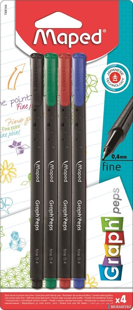 Cienkopis GRAPH PEPS kolory basic 4 szt Maped 749144 Cienkopis GRAPH PEPS kolory basic 4 szt Maped 749144