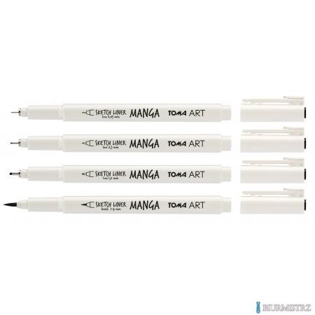 Cienkopisy MANGA 4 koncówki 0,03mm/03,mm/1,0mm/brush, TO-346 Toma Cienkopisy MANGA 4 koncówki 0,03mm/03,mm/1,0mm/brush, TO-346 Toma