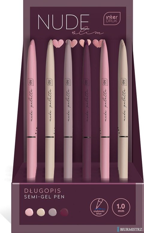 Długopis żelowy NUDE SLIM 1,0 mm mix kolor INTERDRUK Długopis żelowy NUDE SLIM 1,0 mm mix kolor INTERDRUK