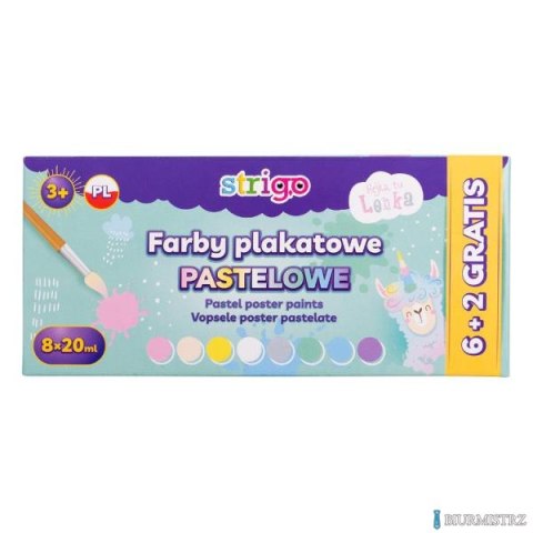 Farby plakatowe pastelowe LENKA 8 kolorów SSC147 Farby plakatowe pastelowe LENKA 8 kolorów SSC147