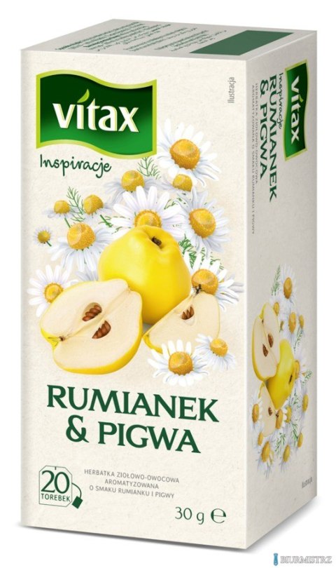 Herbata VITAX INSPIRATIONS Rumianek & Pigwa 20t *1,5g ziołowa bez zawieszki Herbata VITAX INSPIRATIONS Rumianek & Pigwa 20t *1,5g ziołowa bez zawieszki