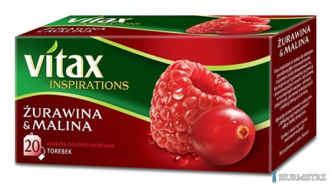 Herbata VITAX INSPIRATIONS Żurawina&Malina (20 saszetek) 40g zawieszka Herbata VITAX INSPIRATIONS Żurawina&Malina (20 saszetek) 40g zawieszka