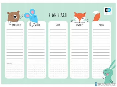 Plan lekcji A4 B&B KIDS PASTEL INTERDRUK Plan lekcji A4 B&B KIDS PASTEL INTERDRUK