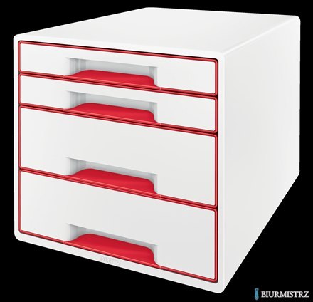 Pojemnik z 4 szufladami Leitz WOW, czerwony 52132026 Pojemnik z 4 szufladami Leitz WOW, czerwony 52132026