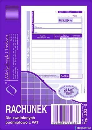 232-5 Rachunek MICHALCZYK&PROKOP A6 (pion) 80 kartek 232-5 Rachunek MICHALCZYK&PROKOP A6 (pion) 80 kartek