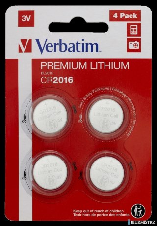 Baterie VERBATIM LITHIUM CR2016 3V BLISTER 4szt. 49531