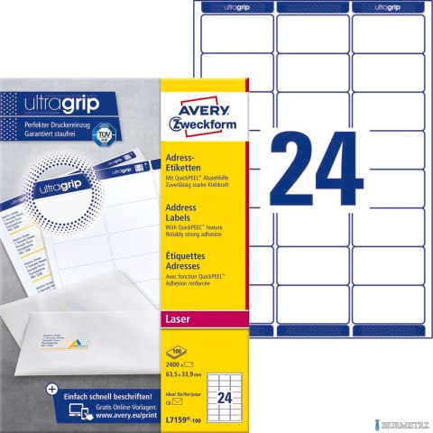 Etykiety adresowe L7159-100 63,5 x 33,9 100 ark. Avery Zweckform Etykiety adresowe L7159-100 63,5 x 33,9 100 ark. Avery Zweckform