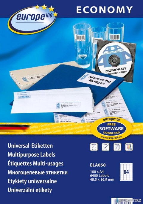 Etykiety uniwersalne ELA050 48,5 x 16,9 100 ark. Economy Europe100 by Avery Zweckform Etykiety uniwersalne ELA050 48,5 x 16,9 100 ark. Economy Europe100 by Avery Zweckform
