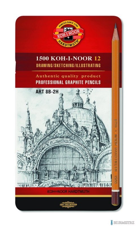 Ołówek Grafitowy 1502/II ART 8B-2H komplet 12 szt. KOH I NOOR Ołówek Grafitowy 1502/II ART 8B-2H komplet 12 szt. KOH I NOOR