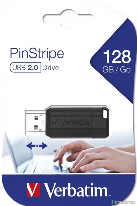 Pamięć Pendrive VERBATIM 128GB USB 2.0 czarny PINSTRIPE 49071 Pamięć Pendrive VERBATIM 128GB USB 2.0 czarny PINSTRIPE 49071