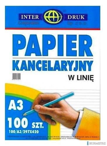 Papier kancelaryjny A3 linia (100) INTERDRUK Papier kancelaryjny A3 linia (100) INTERDRUK