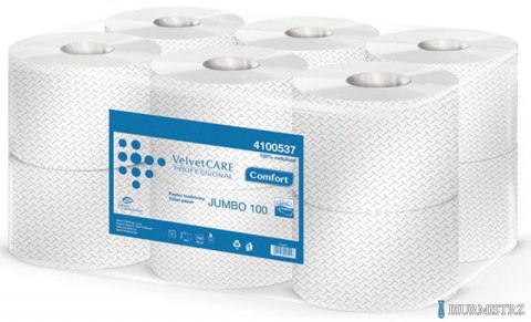 Papier toaletowy celuloza, 2 warstwy, biały, 100m - 800 listków (12szt) VELVET PROFESSIONAL JUMBO 4100537 Papier toaletowy celuloza, 2 warstwy, biały, 100m - 800 listków (12szt) VELVET PROFESSIONAL JUMBO 4100537