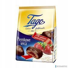 Piernikowe serca TAGO truskawkowe 160g Piernikowe serca TAGO truskawkowe 160g