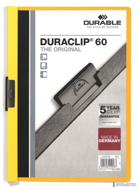 Skoroszyt DURABLE DURACLIP Original 60 żółty 2209-04 Skoroszyt DURABLE DURACLIP Original 60 żółty 2209-04