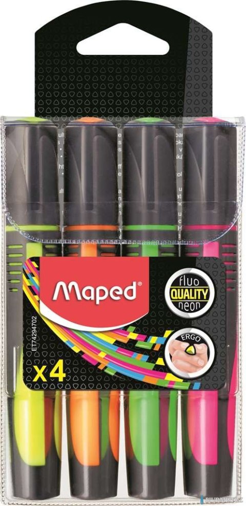 Zakreślacz FLUO PEPS max mix kolorów 4szt etui pud. z zaw. MAPED 742947 Zakreślacz FLUO PEPS max mix kolorów 4szt etui pud. z zaw. MAPED 742947